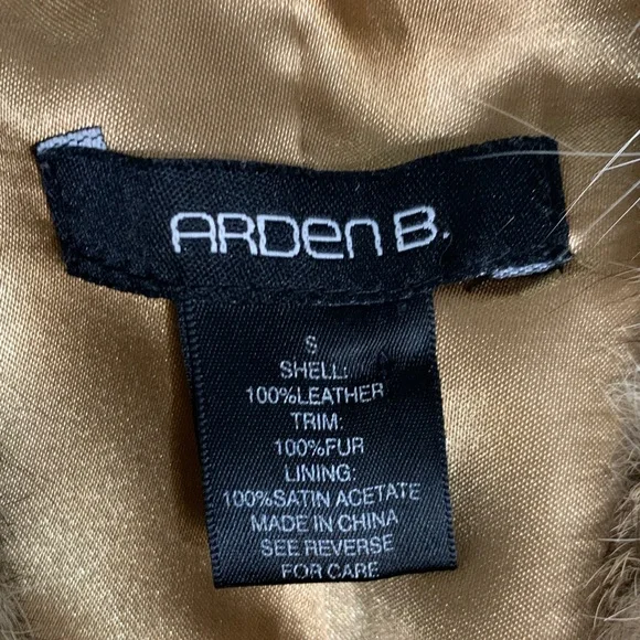 Vintage Arden B | Y2K Penny Lane Tan Leather Coat Fur Collar Embroidered | Sz S - Picture 6 of 13
